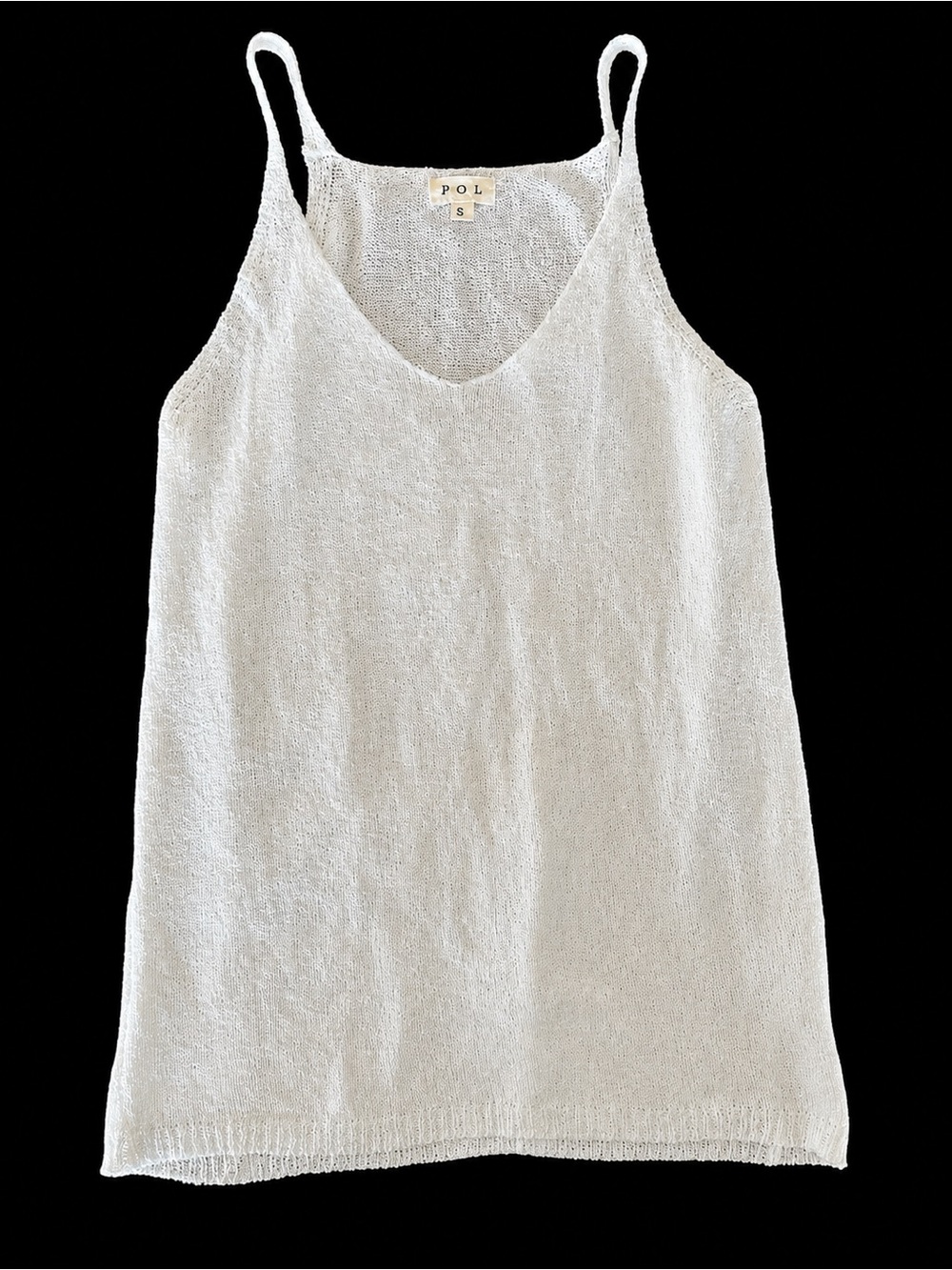 POL White Knit Spaghetti Strap Camisole